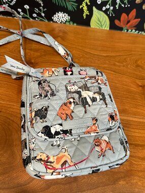 Vera Bradley RFID Mini Hipster Crossbody Bag - Dog Show Print Gray EUC Like New